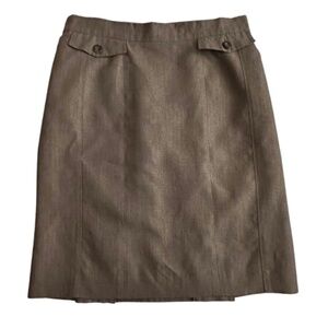 Ann Taylor Women's 8P Fully Lined Midi Linen & Cotton Blend Straight Skirt